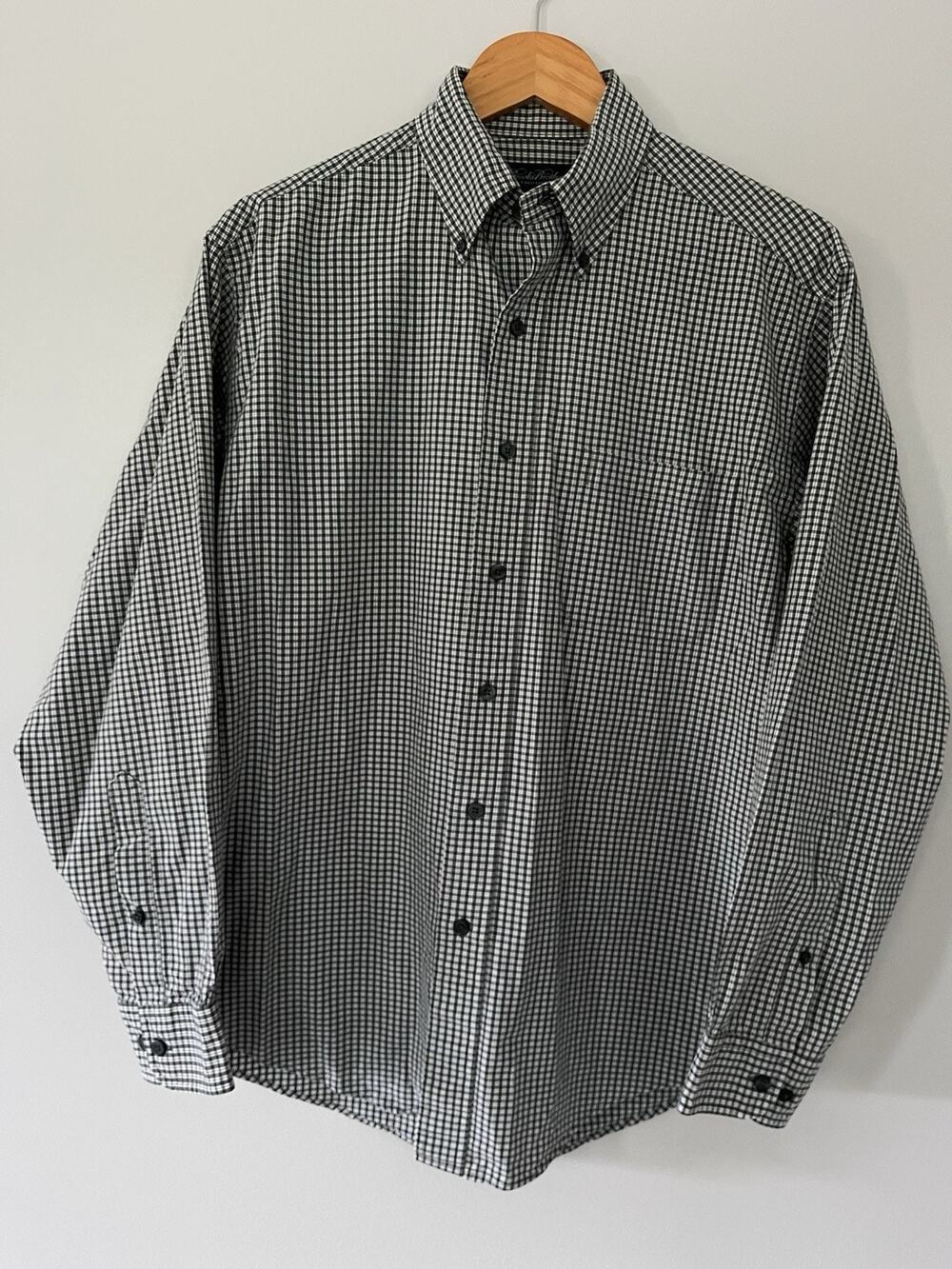 Vintage Brooks Brothers Poplin Oxford Shirt — Men's Medium — Green Check